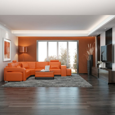 Skórzana sofa z USB Żywy krajobraz Narożnikowa kanapa Narożnik Ustaw Design Modern Sofa F3017B