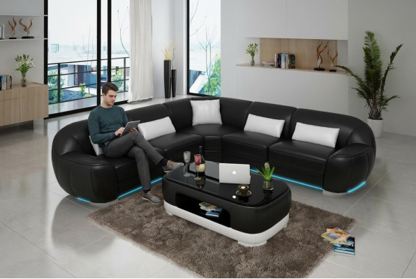 Sofa skórzana Kanapa Żywy krajobraz Narożnikowa kanapa Narożnik Ustawić Nowoczesna Sofa USB na wymiar