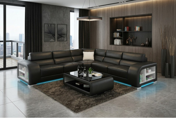 Sofa skórzana kanapa Żywy krajobraz Narożnikowa kanapa Narożnik Ustawić designerską sofę USB na wymiar