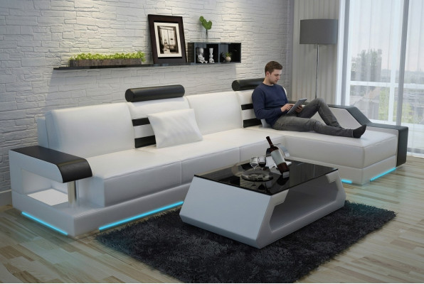 Sofa skórzana na wymiar Kanapa Żywy krajobraz Narożnikowa kanapa Ustawić Design Sofa USB Nowość