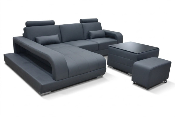 Kanapa XXL Narożnikowa kanapa Skóra Żywy krajobraz Ustawić Design Nowoczesna sofa w kształcie litery L + USB