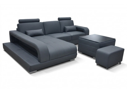 Kanapa XXL Narożnikowa kanapa Skóra Żywy krajobraz Ustawić Design Nowoczesna sofa w kształcie litery L + USB