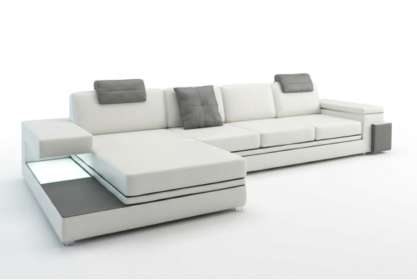 Narożnikowa kanapa z USB Couch Sofa Żywy krajobraz Siedziba Narożnik Ustawić Skóra Włókienniczy PHM88
