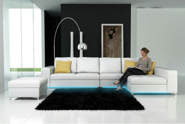 Sofa skórzana sofa kanapa USB Żywy krajobraz Narożnikowa kanapa Ustaw Design Modern New K5005