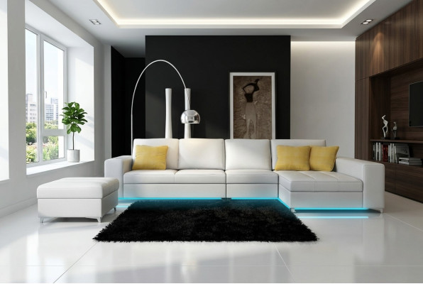 Sofa skórzana sofa kanapa USB Żywy krajobraz Narożnikowa kanapa Ustaw Design Modern New K5005