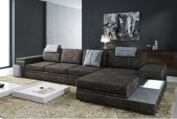 Designerska skórzana sofa sofa z USB Podkładka Żywy krajobraz Narożnik Ustaw Włókienniczy Tachau