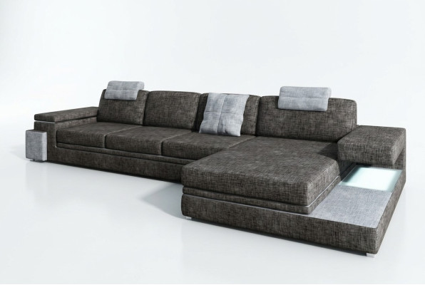 Designerska skórzana sofa sofa z USB Podkładka Żywy krajobraz Narożnik Ustaw Włókienniczy Tachau
