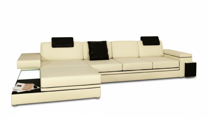 Sofa do salonu skórzana sofa tapicerowana zestaw wypoczynkowy nowoczesny podświetlany LED + USB