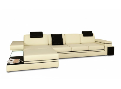 Sofa do salonu skórzana sofa tapicerowana zestaw wypoczynkowy nowoczesny podświetlany LED + USB