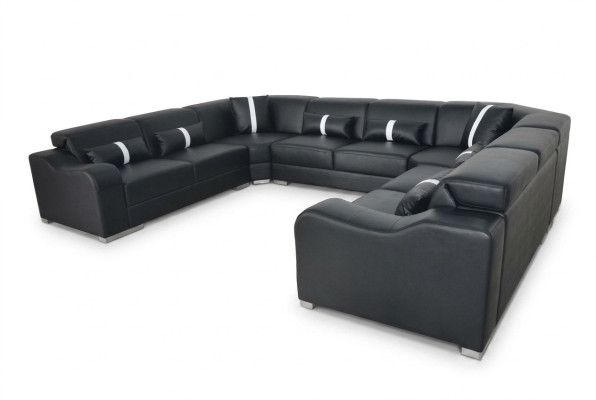 Skóra Sofa Kanapa USB Podkładka Narożnik Ustaw Nowoczesny Żywy krajobraz w kształcie litery U