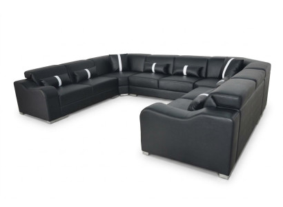 Skóra Sofa Kanapa USB Podkładka Narożnik Ustaw Nowoczesny Żywy krajobraz w kształcie litery U