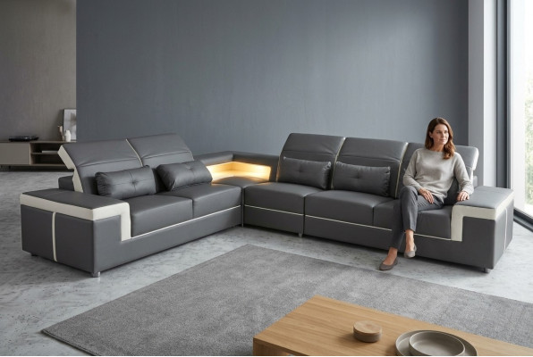 Sofa narożna Podkładka salon design Narożnikowa kanapa LForm Żywy krajobraz USB + LED