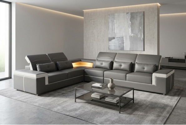 Sofa narożna Podkładka salon design Narożnikowa kanapa LForm Żywy krajobraz USB + LED