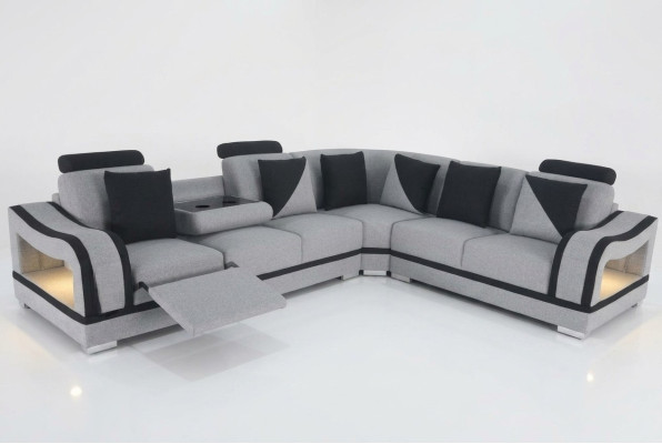Nowoczesna Sofa Włókiennicza Narożnik Podkładka Salon Narożnikowa kanapa LForm Żywy krajobraz USB