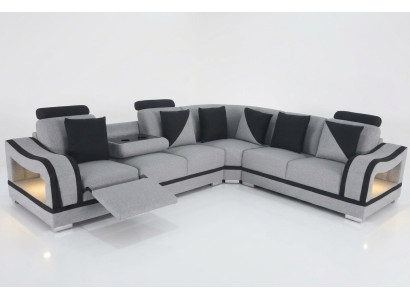 Nowoczesna Sofa Włókiennicza Narożnik Podkładka Salon Narożnikowa kanapa LForm Żywy krajobraz USB