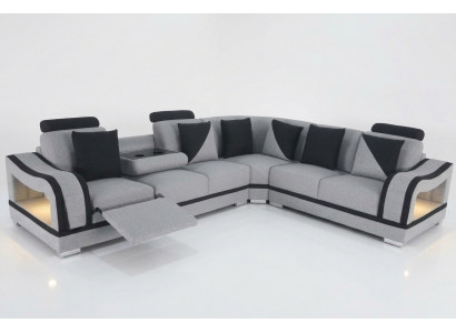 Nowoczesna Sofa Włókiennicza Narożnik Podkładka Salon Narożnikowa kanapa LForm Żywy krajobraz USB