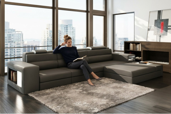 Designerska sofa Sofa Kanapa Podkładka Narożnikowa kanapa Ustawić Żywy krajobraz Skórzana sofa Haid -G