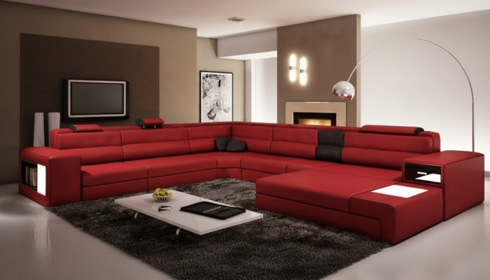 Narożnikowa kanapa Sofa Kanapa Podkładka Ustaw Design Skóra Włókienniczy Żywy krajobraz Landau R
