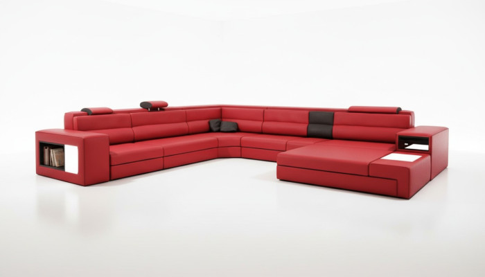 Narożnikowa kanapa Sofa Kanapa Podkładka Ustaw Design Skóra Włókienniczy Żywy krajobraz Landau R