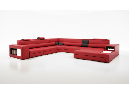 Narożnikowa kanapa Sofa Kanapa Podkładka Ustaw Design Skóra Włókienniczy Żywy krajobraz Landau R