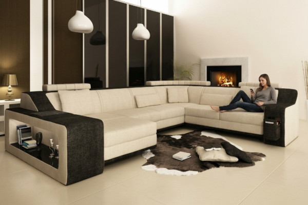 Nowoczesny Żywy krajobraz Podkładka Narożnikowa kanapa Sofa Kanapa Narożnik Ustawić Włókienniczy Sofy +USB