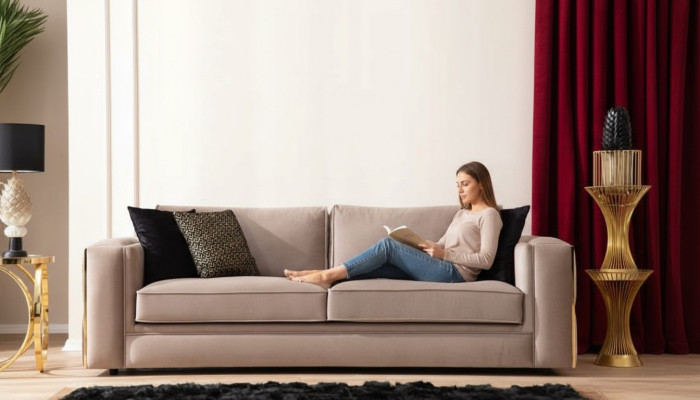 Sofa 3 miejsce do siedzenia Włókienniczy Sofy Kanapa Podkładka Meble Luksusowa Nowoczesna Trzyosobowa Nowość