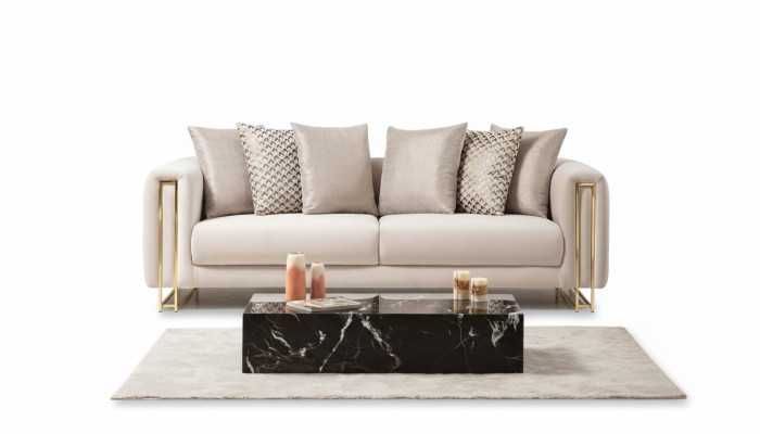 Design Włókienniczy 3 miejsce do siedzenia Biały Elegancka Nowoczesna Sofa Tapicerowana Kanapa Nowy Salon