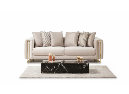 Design Włókienniczy 3 miejsce do siedzenia Biały Elegancka Nowoczesna Sofa Tapicerowana Kanapa Nowy Salon
