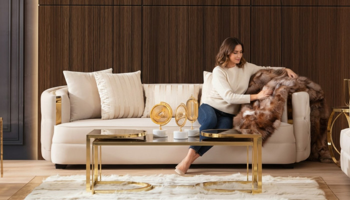 Sofa 3 miejsce do siedzenia Meble Materiał Sofy trzyosobowe Luksusowy design Salon Nowoczesny styl