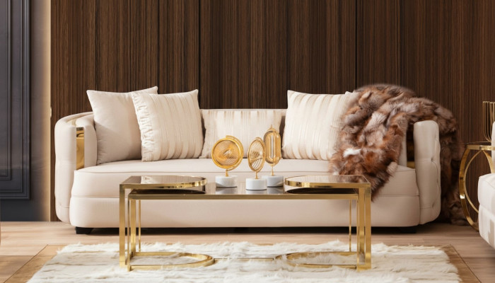 Sofa 3 miejsce do siedzenia Meble Materiał Sofy trzyosobowe Luksusowy design Salon Nowoczesny styl