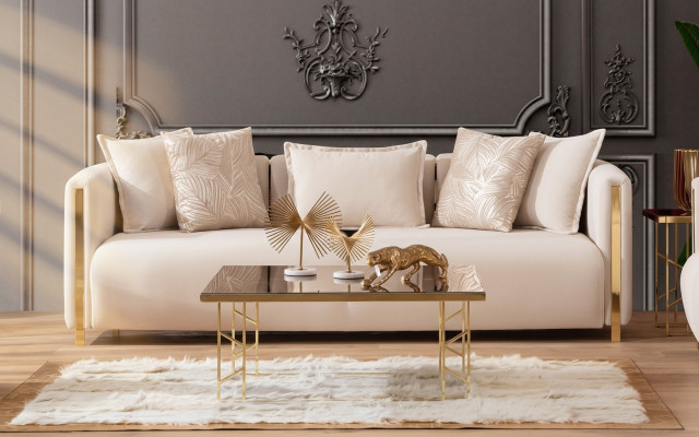 Sofy Trzyosobowe Podkładka Meble Luksusowe Nowoczesna Sofa 3 miejsce do siedzenia Włókienniczy Kanapa 245cm