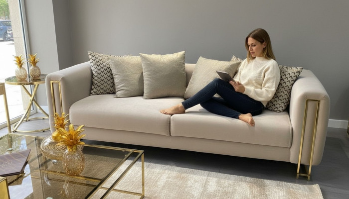 Design Sofa Nowoczesna 3-osobowa Siedziba Pokój Meble Szare Sofy Sofa Trzyosobowa Podkładka