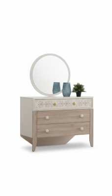 Zestaw komody Avec Miroir Coiffeuse Console Bois Moderne Chambre à Coucher
