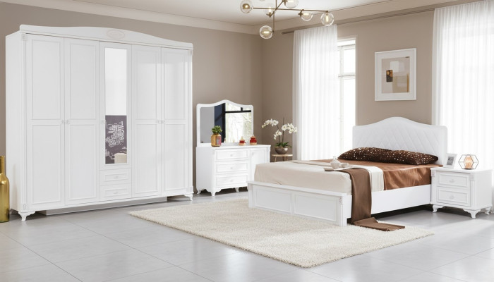 Luksusowy zestaw Sypialnia 4 sztuki. Łóżko 2 Szafki nocne Kredens Country House Meble Nowe