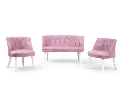 Zestaw mebli kuchennych Ławka Fotel Różowa Chesterfield Ustawić Siedzisko Materiał Meblowy