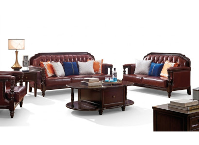 Stany Zjednoczone Zestaw sofowy sofa America 3+2 Siedziba skórzana sofa Chesterfield