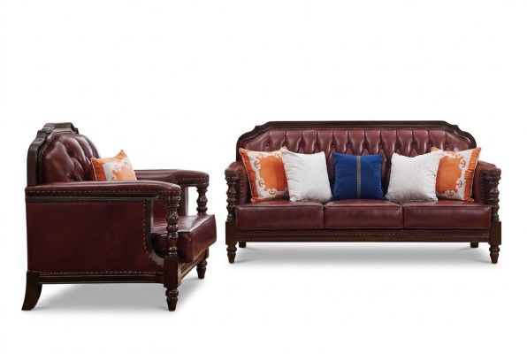 Klasyczny zestaw skórzany Chesterfield Baroque Rokoko zestaw sofowy 3+1