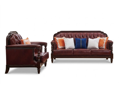 Klasyczny zestaw skórzany Chesterfield Baroque Rokoko zestaw sofowy 3+1