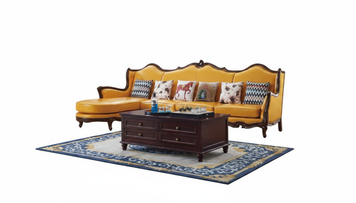 Klasyczna kanapa narożna Żółta kanapa Imperium Sofa Sofa skórzana Sofy Kanapy