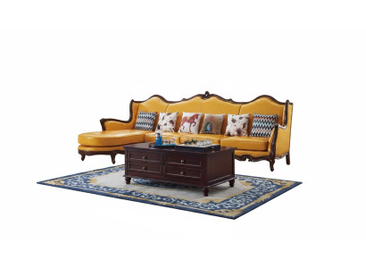 Klasyczna kanapa narożna Żółta kanapa Imperium Sofa Sofa skórzana Sofy Kanapy