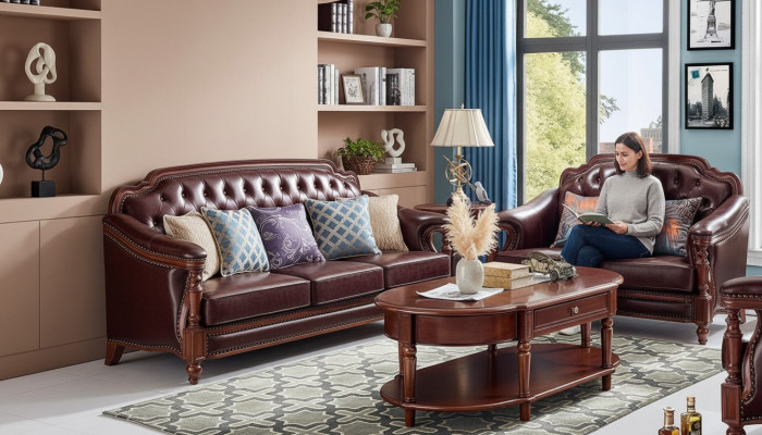 Luksusowy Zestaw sofowy 3+2 miejsce do siedzenia, skórzana sofa, komplet tapicerki kanapy