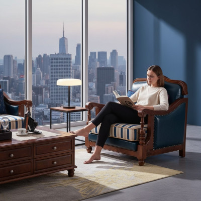 Design Skóra Fotel Living Room Lounge Luxury Krzesło Design Meble Blue