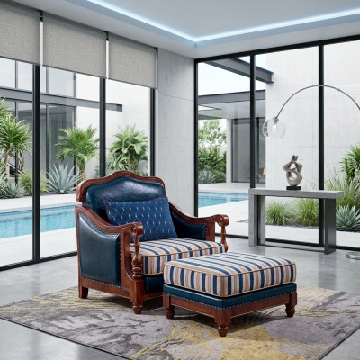 Design Skóra Fotel Living Room Lounge Luxury Krzesło Design Meble Blue