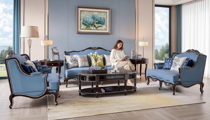 Klasyczna kanapa Chesterfield 3+2 miejsce do siedzenia Sofa Couches Blue Sofas