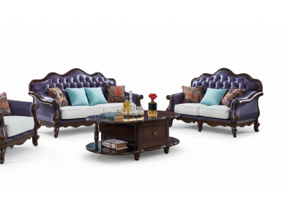 Skórzana Sofa Chesterfield Fioletowa Sofa Klasyczny Zestaw sofowy Zestaw Kanap
