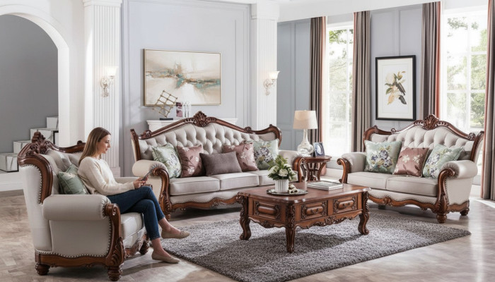 Zestaw sofowy 3+2+1 miejsce do siedzenia Grupa Sofa Fotel Sofas Classic Set