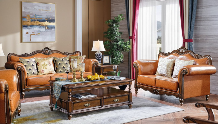 Pokój dzienny Ustawić Zestaw sofowy 3+2 Siedziba Kanapa Podkładka Sofa Luxury Meble Orange