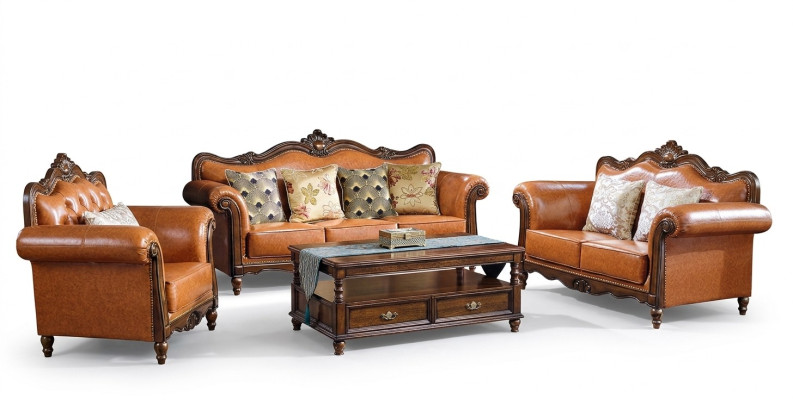 Pokój dzienny Ustawić Zestaw sofowy 3+2 Siedziba Kanapa Podkładka Sofa Luxury Meble Orange