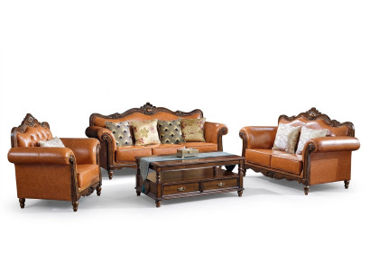 Pokój dzienny Ustawić Zestaw sofowy 3+2 Siedziba Kanapa Podkładka Sofa Luxury Meble Orange
