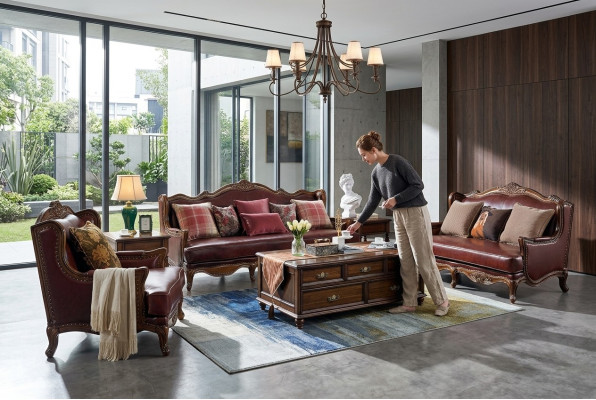 Zestaw sofowy 3+2+1 miejsce do siedzenia Sofa Siedziba Ustawić Meble Colonial Brown